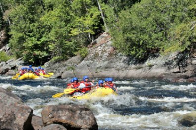 a raft next to a body of water
